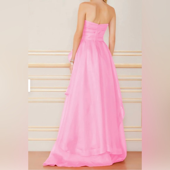 Vintage Pink Strapless Long Prom Party Dress Long Evening Dress main image 1